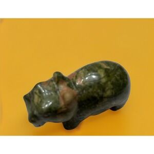 Unakite Hippo Stone Carved Animal Natural Rock Mineral‎ Carving Green Pink Mini